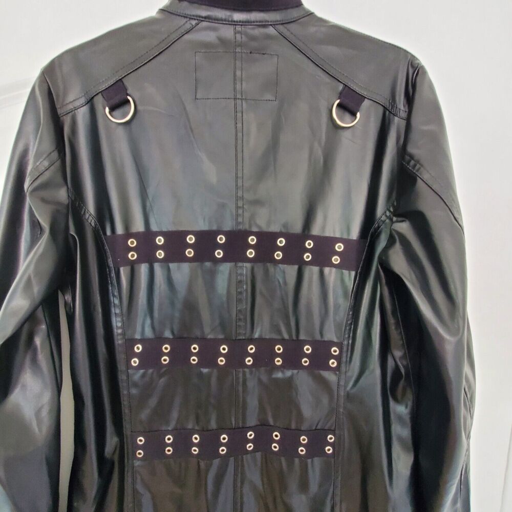 VTG TRIPP NYC Black Trench Coat Jacket Punk Gothic Hellraiser Bondage Men's M - Picture 16 of 16